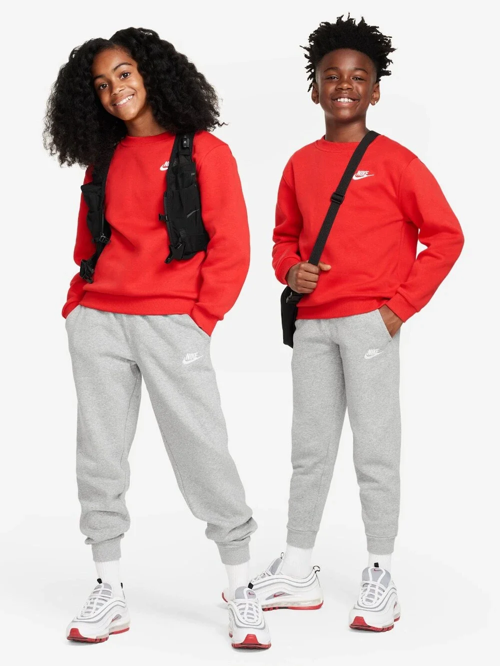 NWT Nike Boys Club Fleece Joggers In Grey (Size L)